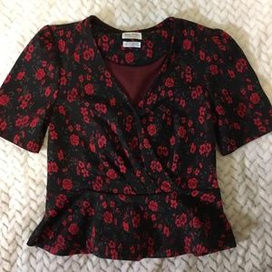 Anthropologie Floral Wrap Blouse